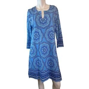 Coolibar Oceanside Tunic UPF 50+ Sun Protection Blue Mosaic Print Dress sz M NWT